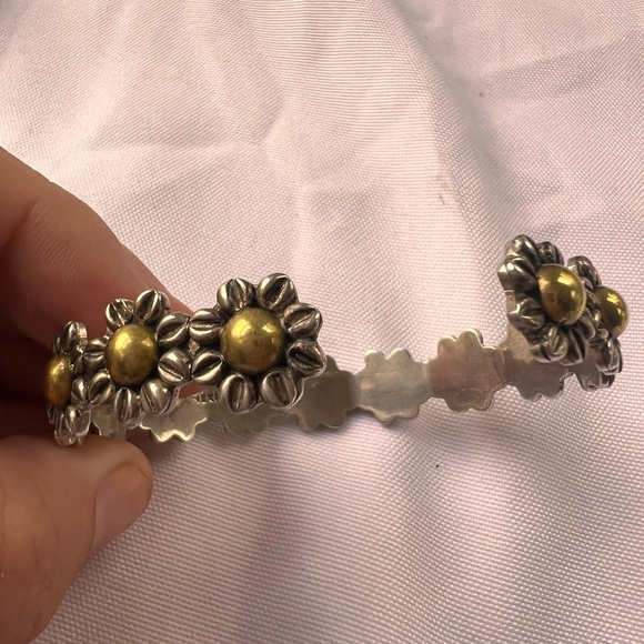 Sunshine gold silver 925 Solid Sterling Cuff Bracelet heavy Mexico - Picture 6 of 7